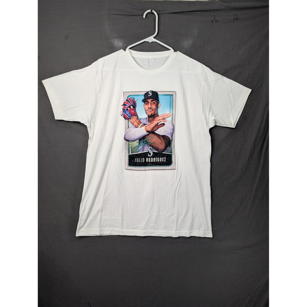 Julio Rodriguez Seattle Mariners Baseball Trading Card Graphic T-Shirt White